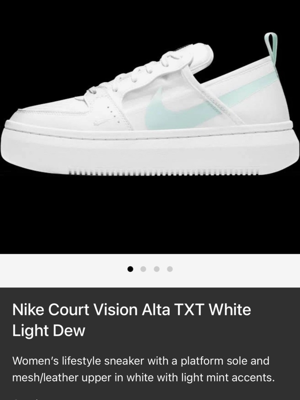 Nike Court Vision Alta TXT Sneakers – White/Light Dew size 8